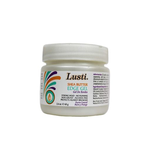 Lusti Shea Butter Edge Gel, 2.4 fl oz - Strong Hold - No Running, Non-Greasy - Alcohol-Free - Protects Against Breakage