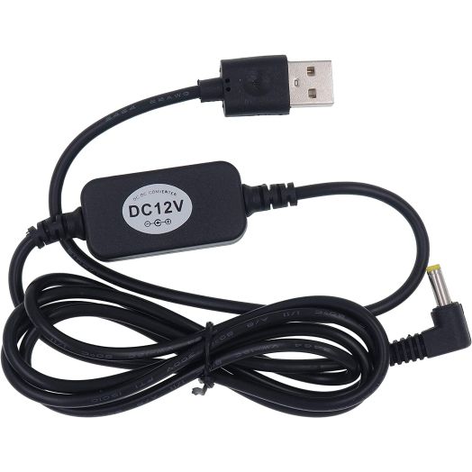 DigitCont 2nd Gen. USB 5V to DC 12V 4mm x 1.7mm Power Cable, Compatible with EchoDot devices, USB Voltage Step Up Converter Cable, Power Supply Adapter Cable, DC 5V to DC 12V Cable 3A required (Black)