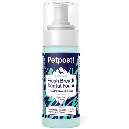 Petpost | Fresh Breath Foam for Dogs - Mint and Apple Flavored Dental Solution That Kills Bad Breath - Plaque and Tooth Decay - Natural Tooth Cleaning Treatment