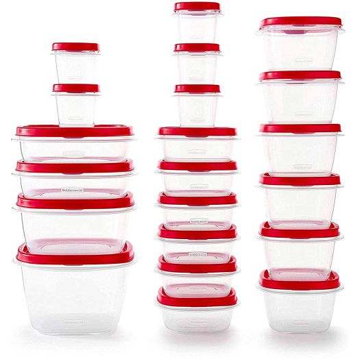 Rubbermaid Easy Find Vented Lids Food Storage Containers, Set of 21 (42 Pieces Total), Racer Red