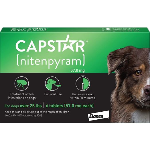 Capstar Fast-Acting Oral Flea Treatment for Large Dogs, 6 Doses, 57 mg (26-125 lbs)