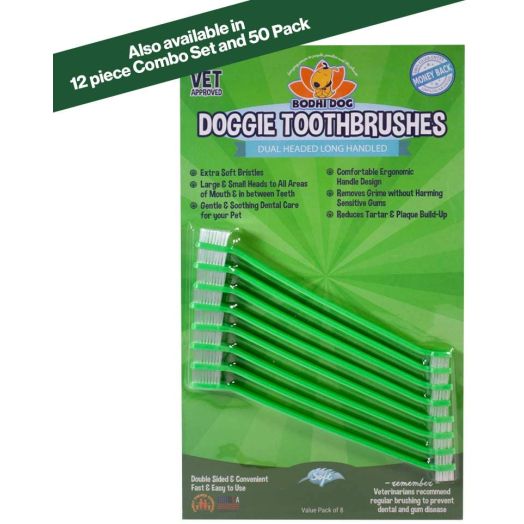 New Dual Ended Long Dog and Cat Toothbrush | Pet Safe Super Soft Bristles for Pet Dental and Oral Care Teeth and Gums (8 Count)