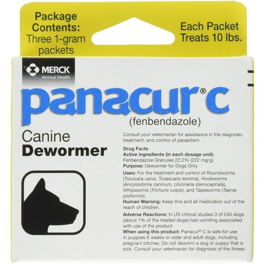 Panacur Canine Dewormer 1 Gram, 3 Pack, Yellow