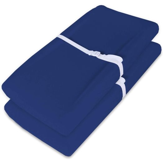 Biloban Waterproof Changing Pad Cover/Change Table Cover Sheets(Improved Style), 2 Pack Navy Blue Changing Pad Covers, Ultra Soft Natural Cotton
