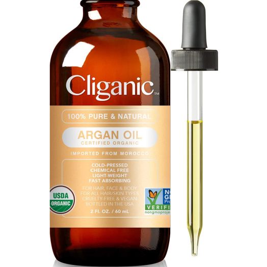 Cliganic Organic Argan Oil, 100% Pure | for Hair, Face and Skin | Cold Pressed Carrier Oil, Imported from Morocco