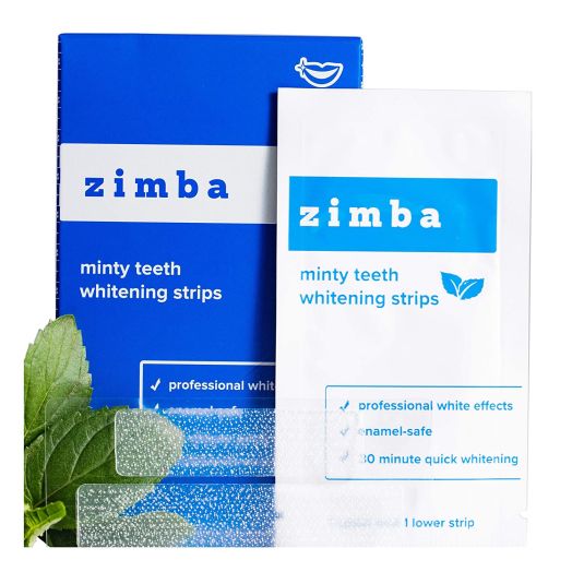 ZIMBA Teeth Whitening Strips - Mint - Zimba Whitening Strips - Teeth Whitening Sensitive Teeth - White Strips Teeth Whitening - Best Teeth Whitener - Natural Whitening Strips - 28 Strips - 14 Uses