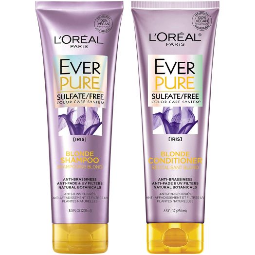 L'Oral Paris Hair Care EverPure Blonde Sulfate Free Shampoo and Conditioner Kit for Color-Treated Hair, Neutralizes Brass + Balances, For Blonde Hair, Combo (8.5 Fl. Oz each)
