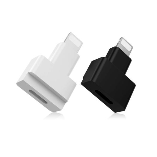 EMATETEK Dock Extender Connector Female to Male. Transfer Audio, Video, Picture, Data and Charging. 2PCS Extension Docking Charger Adapter for Lifeproof, Otterbox Cases. (White and Black)