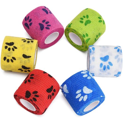 TOBWOLF Cohesive Bandage, Self Adherent Vet Wrap with Assorted Neon Colors, Medical Adhesive Tape Rolls for Wrist, Ankle Sprains and Swelling, Pets