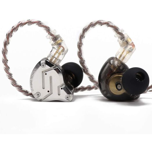 KZ ZS10 Pro, Linsoul 4BA+1DD 5 Driver in-Ear HiFi Metal Earphones with Stainless Steel Faceplate, 2 Pin Detachable Cable (Without Mic, Black)