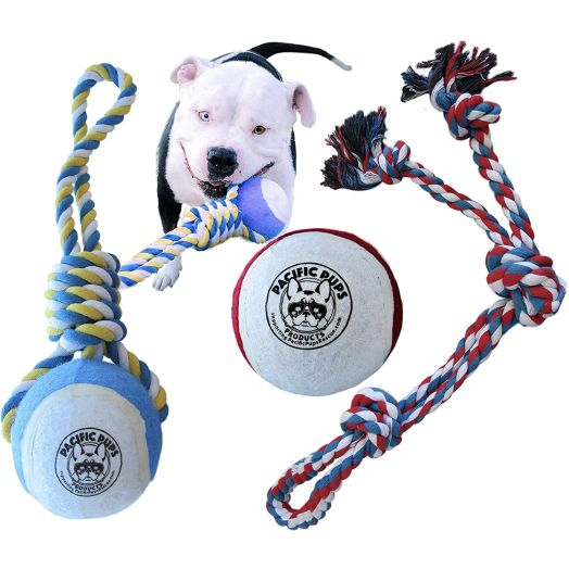 DOG TOYS FOR LARGE DOGS - SUPPORTS NON-PROFIT DOG RESCUE - DOG ROPE TOYS - INTERACTIVE LARGE DOG TOYS FOR BOREDOM - GIANT ROPE TOYS FOR LARGE BREEDS - TUG TOYS FOR XL DOGS - GIANT FETCH TENNIS BALL