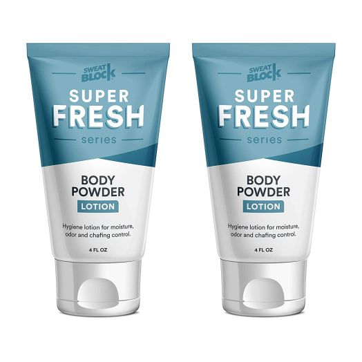 SweatBlock Body Powder Lotion, Talc Free, Anti-Chafing, Deodorizing - No Mess Body Powder for Men and Women, 4 fl oz - 2 Pack