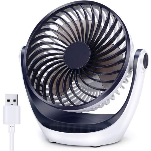 Aluan Desk Fan Small Table Fan with Strong Airflow Quiet Operation Portable Fan Speed Adjustable Head 360Rotatable Mini Personal Fan for Home Office Bedroom Table and Desktop 5.1 Inch