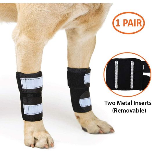 NeoAlly Dog Canine Front Leg Compression Braces Super Supportive with Metal Spring Strips to Stabilize Dog Front Leg Wrist Carpal, Prevents Leg Injuries and Sprains