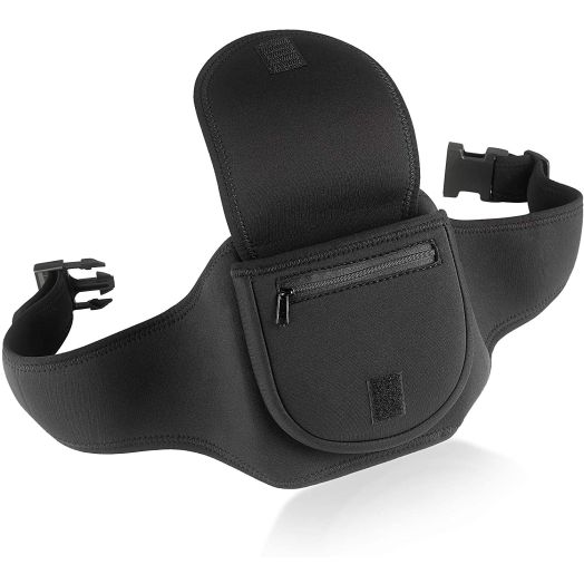 Deluxe Portable CD Player Holder Case with Belt - Black - for Exercise, Hiking or Biking
