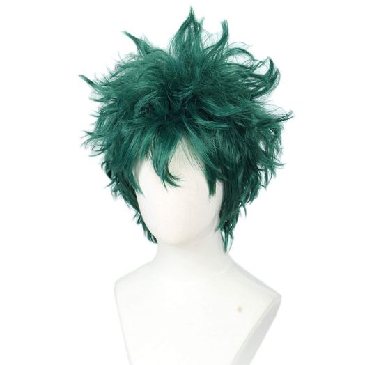Linfairy Short Green Curly Wig Halloween Costume Cosplay Wig