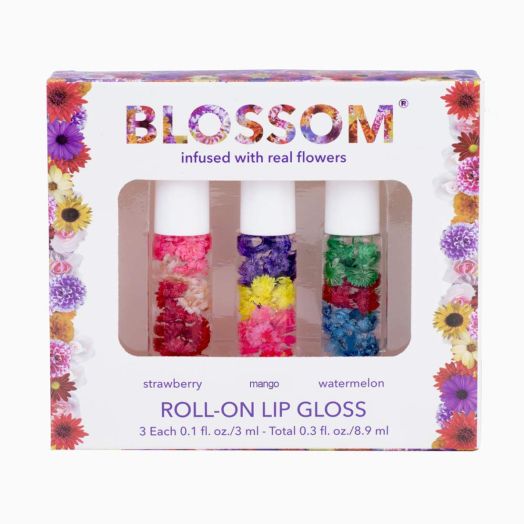 Blossom Roll-On LIP GLOSS Set Strawberry/Mango/Watermelon