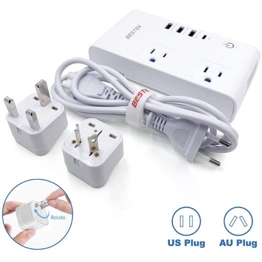 BESTEK International Power Converter - 220 V to 110 V Travel Adapter w/ 3 USB and 1 Type C Ports - 230W Adapter Plug for China British UK Europe European 150+ Countries - Type C USB Charging Adaptor