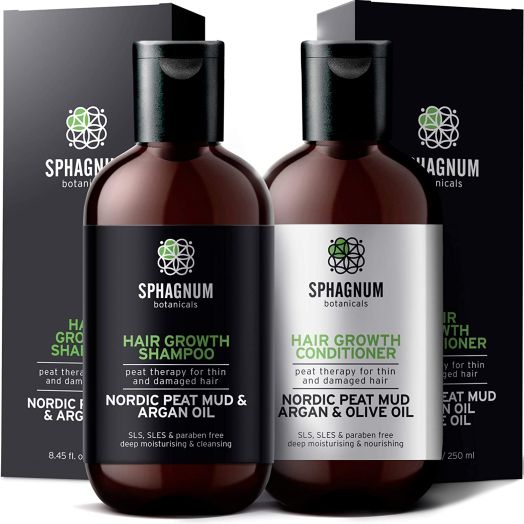 Hair Growth Shampoo and Conditioner - Natural Argan Oil with Peat Mud for Effective Hair Loss Treatment.