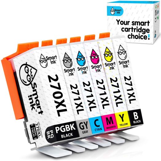 Smart Ink Compatible Ink Cartridge Replacement for Canon Pixma PGI 270XL 270 XL CLI 271 271XL (PGBKandBK/C/M/Y/GY 6 Pack Combo) to use with MG7720 TS9020 TS8020