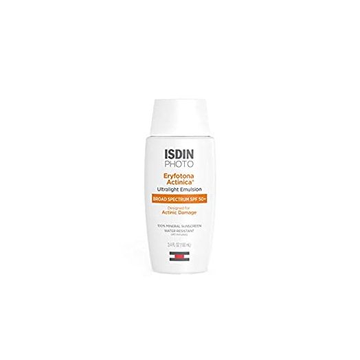 ISDIN Eryfotona Actinica Zinc Oxide and 100% Mineral Sunscreen Broad Spectrum SPF 50+, No White Cast, Suitable for Sensitive Skin, 3.4 Fl Oz