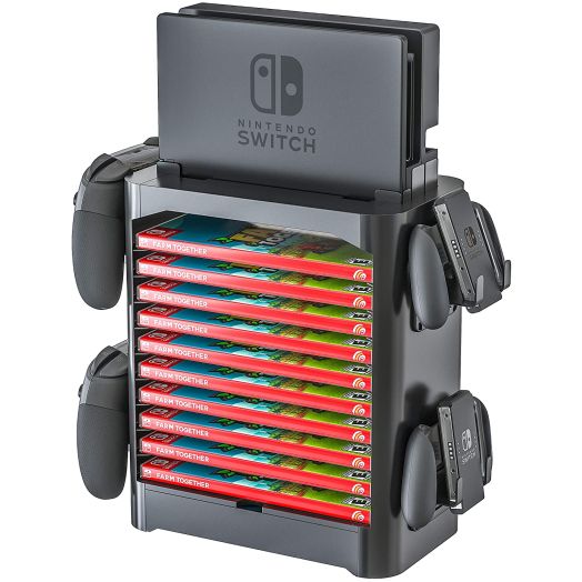 Skywin Game Storage Tower for Nintendo Switch - Game Disk Rack and Controller Organizer Compatible with Nintendo Switch and Accessories