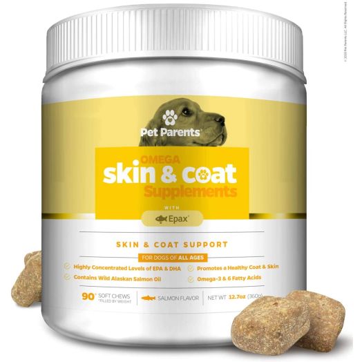 Pet Parents USA Omega 3 for Dogs 4g 90c - Dog Skin Care and Fur Vitamins for Dogs, Skin Supplement for Dogs, Omega Dog Treats, EPA and Dog DHA, Anti Itch Dog, Dog Itch Relief, Epax + Salmon Oil for Dogs