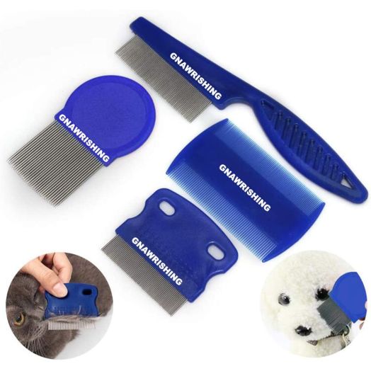 GNAWRISHING Flea Comb 4Pcs with High Strength Teeth Durable Pet Tear Stain Remover Combs, Pet Dog Cat Grooming Comb Set Effective Float Hair Remover...