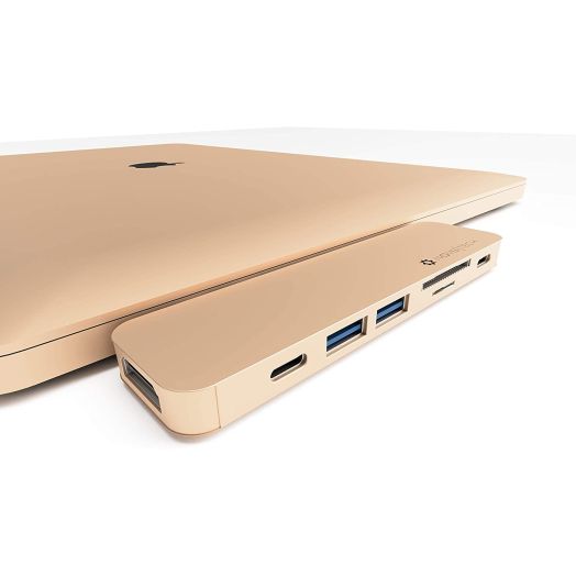 NOV8Tech USB C Hub to 4K HDMI Type C Adapter Slim Docking Station for MacBook Air 2020/2019/2018, Thunderbolt 3 100W PD Power Delivery, 2X USB 3.0, SD/Micro SD, 7-in-1 Gold