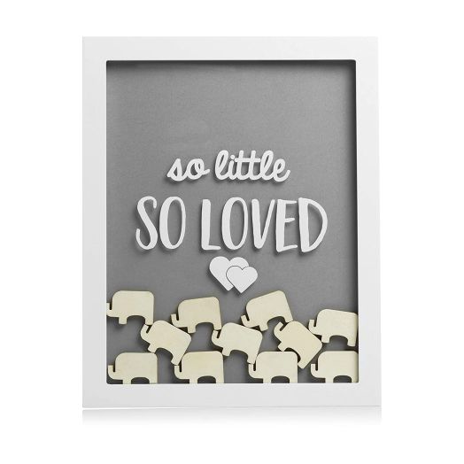 Pearhead Little Wishes Signature Baby Shower Guestbook Sign Frame, Great Guestbook Alternative, Gray/White