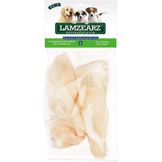 Pet Center, Inc. PCI Lamzearz Made in The USA Dehydrated Lamb Ear Dog Treats, 2 Piece Pack