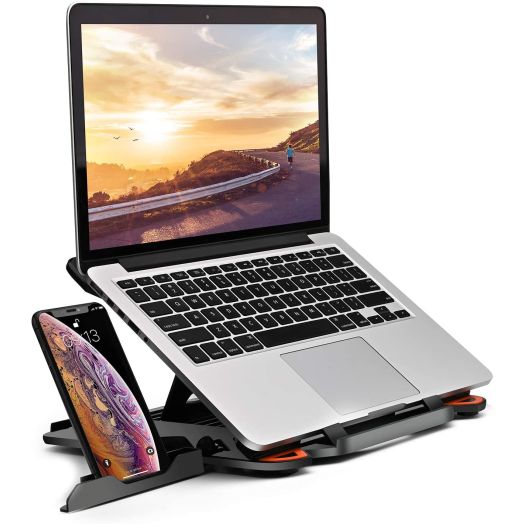 MeFee Laptop Stand Adjustable Laptop Computer Stand Multi-Angle Stand Phone Stand Portable Foldable Laptop Riser Notebook Holder Stand Compatible for 9 to 15.6 Laptops Black