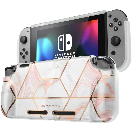 Mumba Protective Case for Nintendo Switch, [Girl Power] Soft TPU Grip Case Cover for Nintendo Switch Console with Shock-Absorption and Anti-Scratch (Marble)