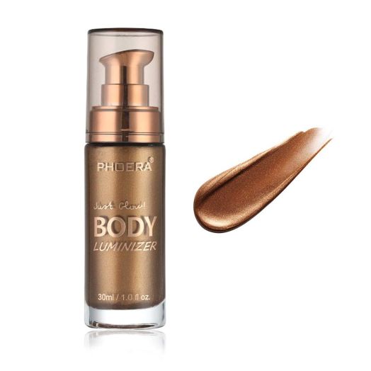 Liquid Illuminator, Firstfly Body Highlighter Makeup Smooth Shimmer Glow Liquid Foundation for Face and Body (#03 Glistening Bronze)