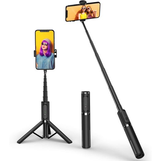 ATUMTEK Bluetooth Selfie Stick Tripod, Mini Extendable 3 in 1 Aluminum Selfie Stick with Wireless Remote and Tripod Stand 270 Rotation for iPhone 11/11 Pro/XS Max/XS/XR/X/8/7, Samsung and Smartphone