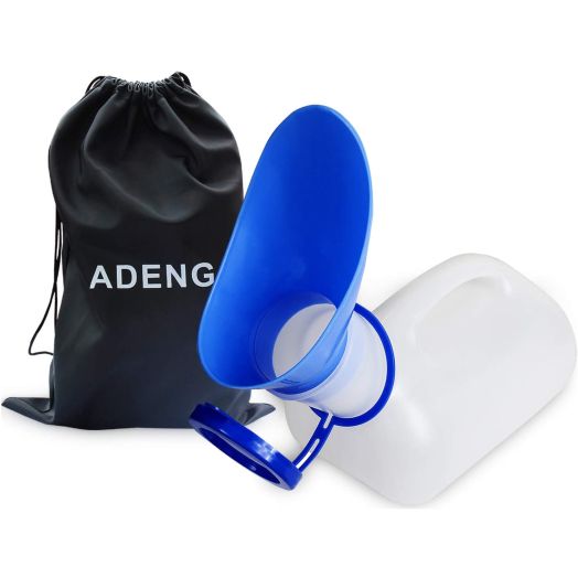 ADENG Unisex Urinal Bottle for Men and Women, Pee Bottle with Lid and Funnel, Travel Urinal Kit for Camping Outdoor, with Carry Bag