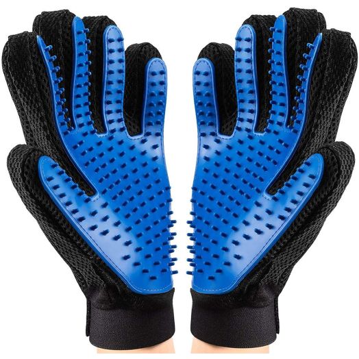 FMU Pet Grooming Glove - Dog Grooming Brush Glove - Cat Glove Brush - Pet Hair Remover Dog Grooming - Perfect for Dog and Cat with Long and Short Fur - Enhanced Five Finger Design - (One Pair)