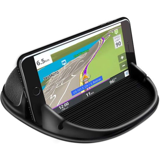 Loncaster Car Phone Holder, Car Phone Mount Silicone Car Pad Mat for Various Dashboards, Slip Free Desk Phone Stand Compatible with iPhone, Samsung, Android Smartphones, GPS Devices and More (Black)
