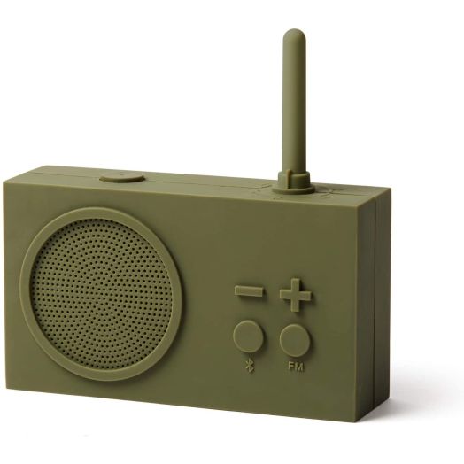 Lexon Tykho 3 FM Radio, Bluetooth Speaker, 5W, Splash Proof IPX4, Autonomy 20 Hours, Silicone Rubber Case - Kakhi