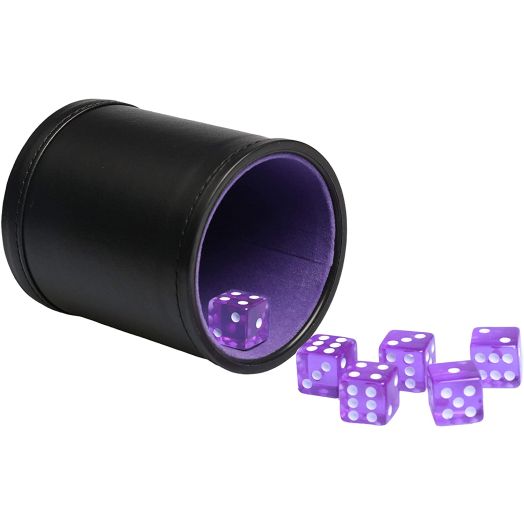Leatherette Dice Cup Felt Lining Shaker Quiet for Playing Yahtzee/ Farkle/ Liars Dice/ Board Game