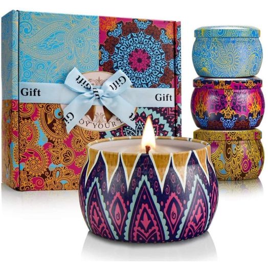 YINUO LIGHT Large Size Scented Candles Gifts Sets for Women, Natural Soy Wax Travel Tin Fragrance Gift for Birthday Mother's Day Bath Yoga Aromatherapy