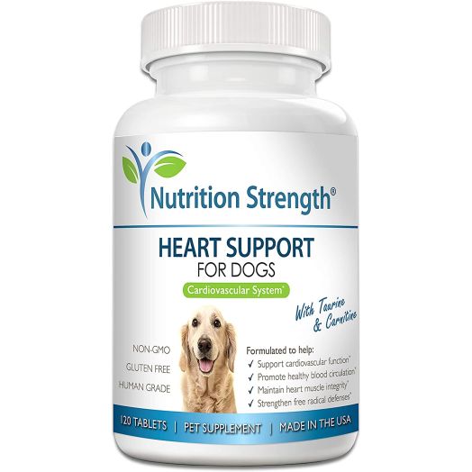 Nutrition Strength Heart Support for Dogs with Taurine and Carnitine, Promote Blood Circulation, Support Cardiovascular Function, Heart Muscle Integrity and Free Radical Defenses, 120 Chewable Tablets