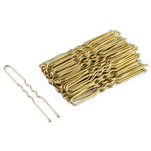 U Shaped Hair Pins,MORGLES Bun Hair Pins for Blonde with Box,80-Count (Golden 2.4 inch)