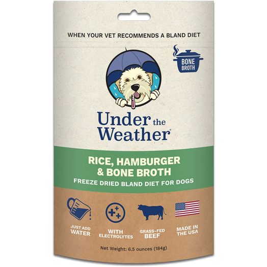 Under the Weather Pets All Natural Freeze Dried Dog Food with Bone Broth for Sick Dogs and Dogs with Sensitive Stomachs; No Artificial Flavors, Gluten-Free, Electrolytes and 100% Human Grade  Meat