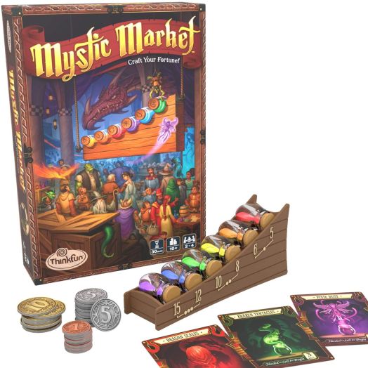 ThinkFun Mystic Market Strategy Card Game for 2-4 Players Ages 10 and Up an Exciting Fast Paced Game Perfect for Both Families and Gamers, Multi