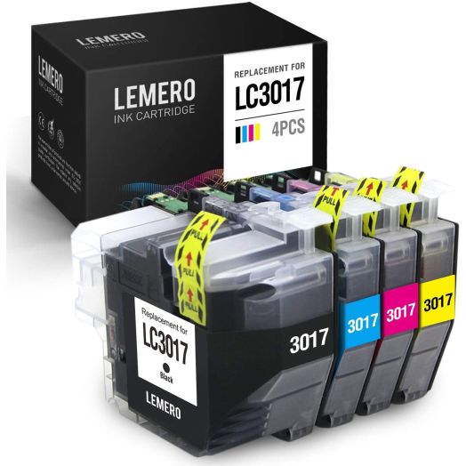LEMERO Compatible Ink Cartridges Replacement for Brother LC3017 LC 3017 XL for Brother MFC-J5330DW MFC-J6930DW MFC-J6530DW MFC-J6730DW (1 Black, 1 Cyan, 1 Magenta, 1 Yellow, 4 Pack)