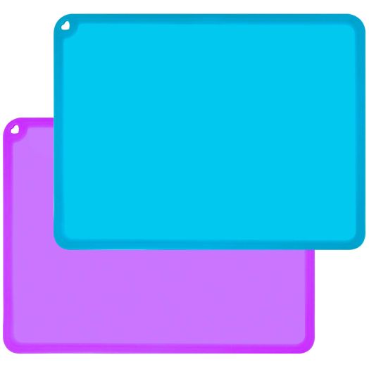 Kids Placemats, Silicone Baby Placemats for Kids Toddler Children Reusable Non-Slip Table Mats, Baby Food Mats for Restaurant, 2 Pack, Purple/Blue