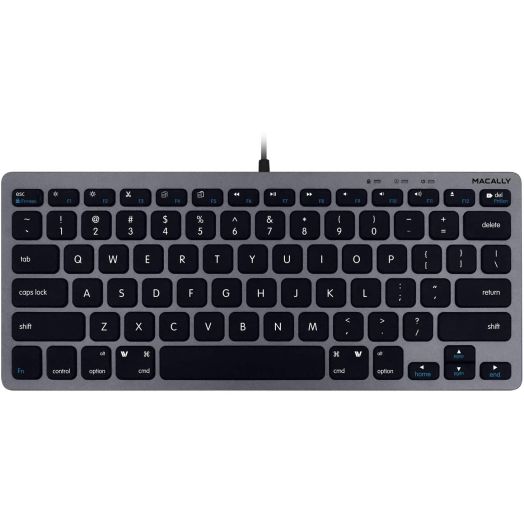 Macally Slim USB Wired Small Compact Mini Computer Keyboard for Apple Mac, iMac, MacBook Pro/Air, Mac Mini, Windows PC Desktops, Laptop (Space Gray)