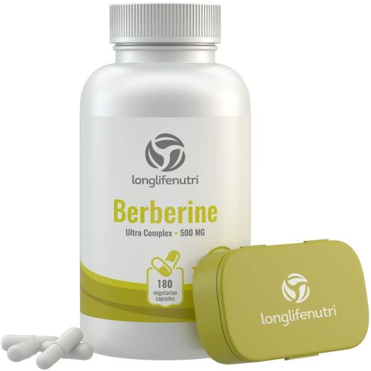 Berberine 500mg Plus HCL Extract | 180 Vegetarian Capsules | Control Blood Sugar | Lower Cholesterol Naturally | Natural Antioxidant and Anti Inflammatory Supplement | Made in USA