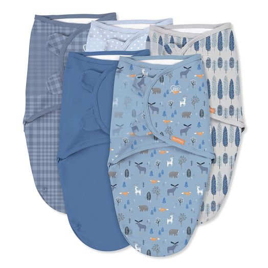 SwaddleMe Original Swaddle Size Small, 0-3 Months, 5-Pack (Denim Woodland)